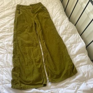 Flared Free People Green Corduroy Pants